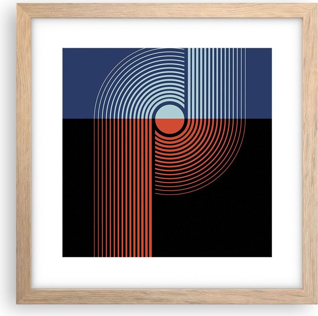 Gerahmtes Poster - Rahmen in heller Eiche - Abstraktion Moderne Minimalismus - 30x30 cm - Wand Bild - Wanddeko - Wandbilder - Kunstposter - Wandpos...