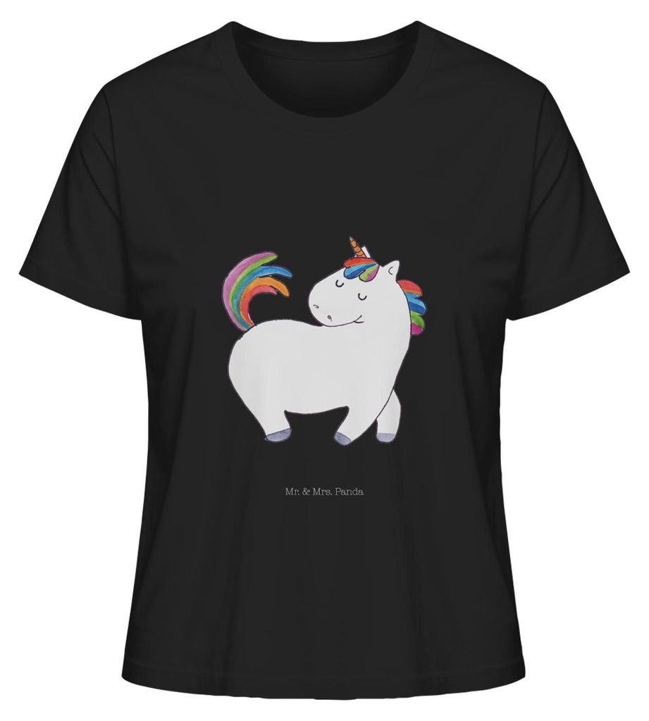 Mr. & Mrs. Panda Oberteil Damen Einhorn Stolzieren Größe L - Schwarz - Geschenk, Sommershirt, Pferd, Bunt, T-Shirt, Reiten, für Frauen, Einhörn...