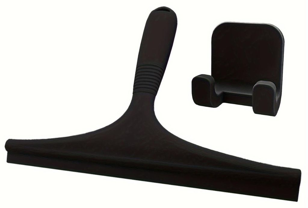 INF Silikon Duschabzieher mit Haken 21,5 x 15 x 3 cm 145 Grad gebogen Schwarz