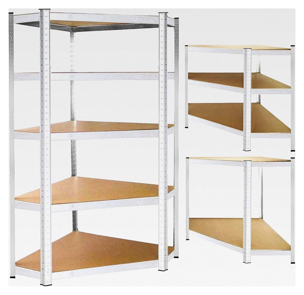 Metall Eckregal 180x90x40 cm, 5 stabile MDF-Pfosten, Schwerlastregal für Garage und Keller, leicht montierbar