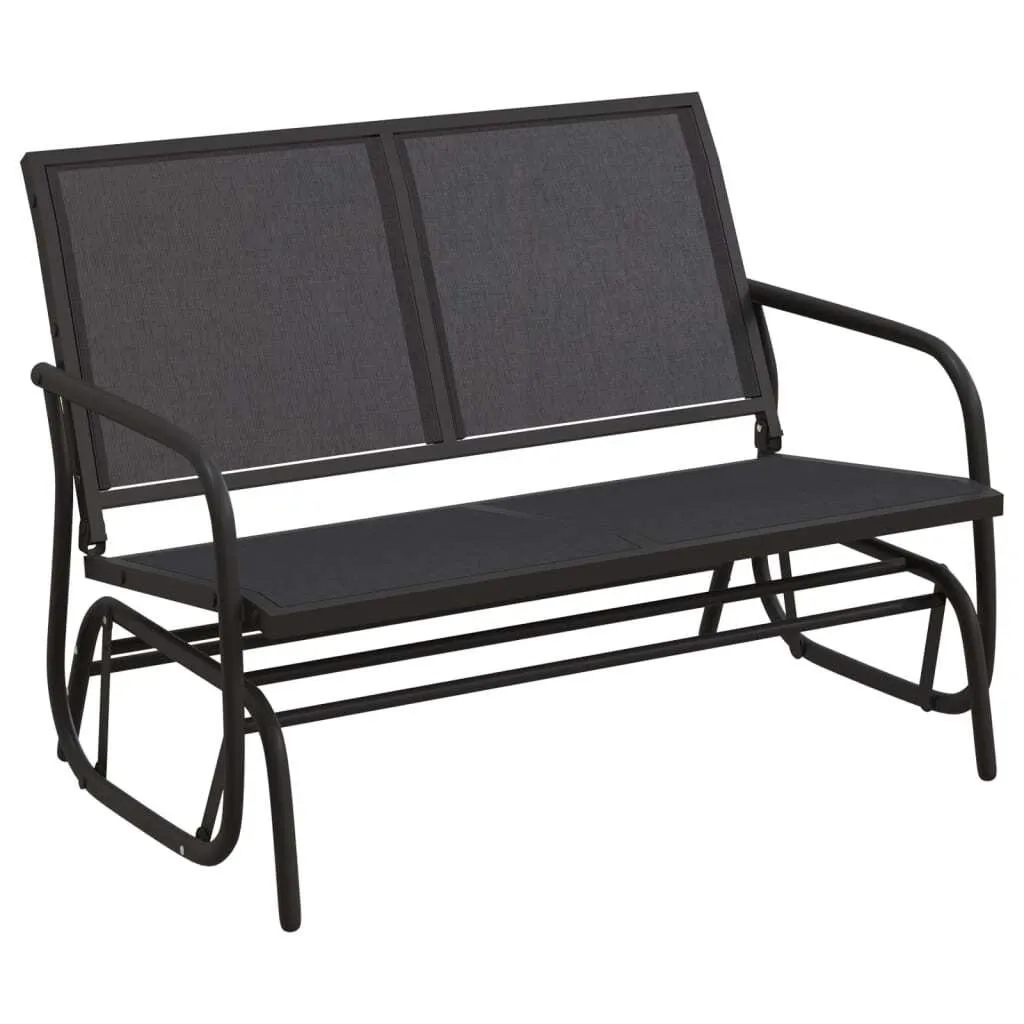 Fauteuil à bascule extérieur 120cm en acier robuste et textilène noir