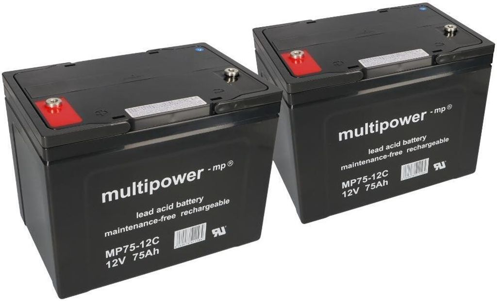 2 x 12V 75Ah Blei AGM Akku-Satz Batterien für Scooter Produktbild 