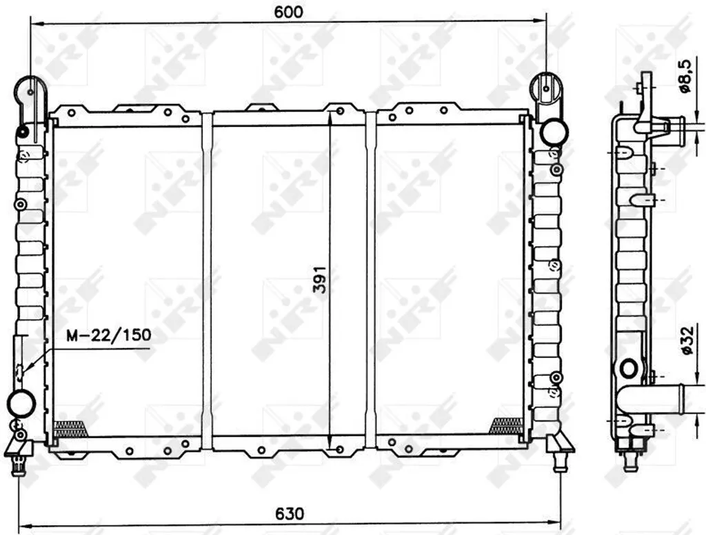 Radiateur de refroidissement moteur Alfa 146 et 145 - Qualité NRF 58996