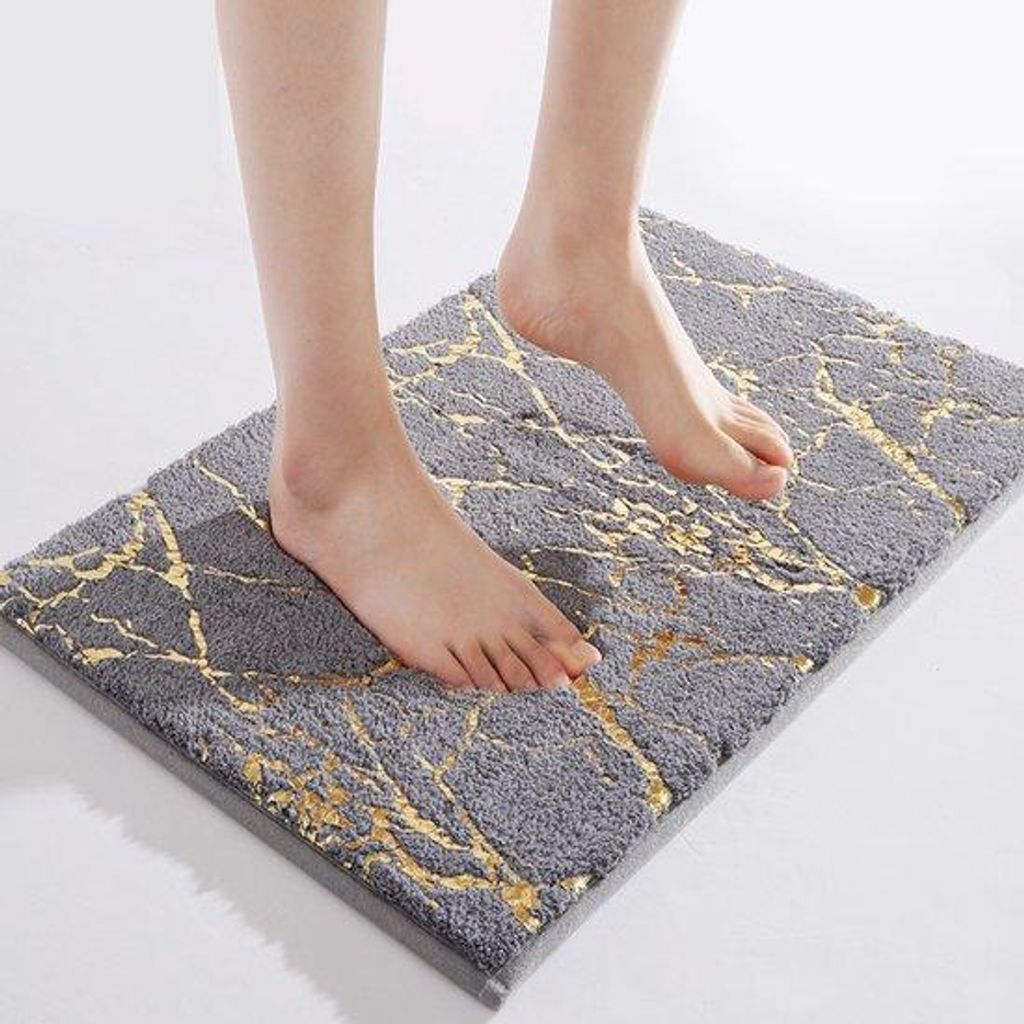 Antislip-Badmat, gouden, microvezel, zacht, absorberend, 50 x 80 cm