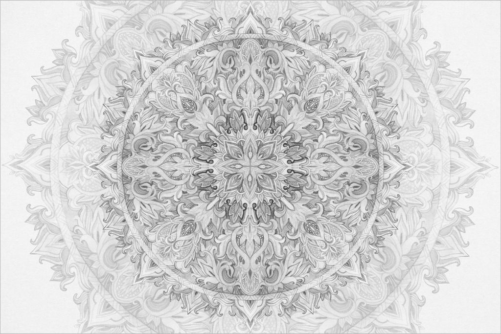Mustertapete Spirituell - Vliestapete - gemusterte Tapete UV-beständig Ornament schwarz weiss Aquarell Wandtapete geruchsfrei