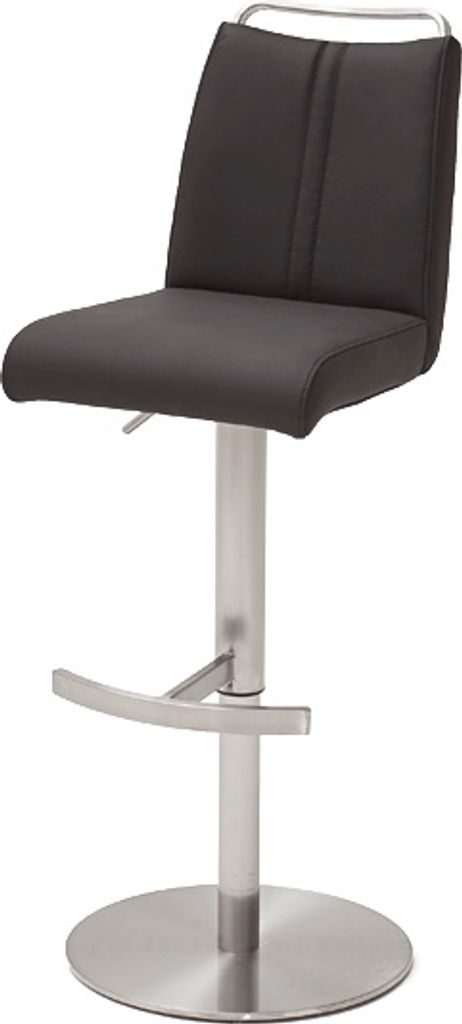 Barhocker Tresenhocker GIULIA A Barstuhl mit Griffleiste Nubuklederoptik anthrazit Edelstahl