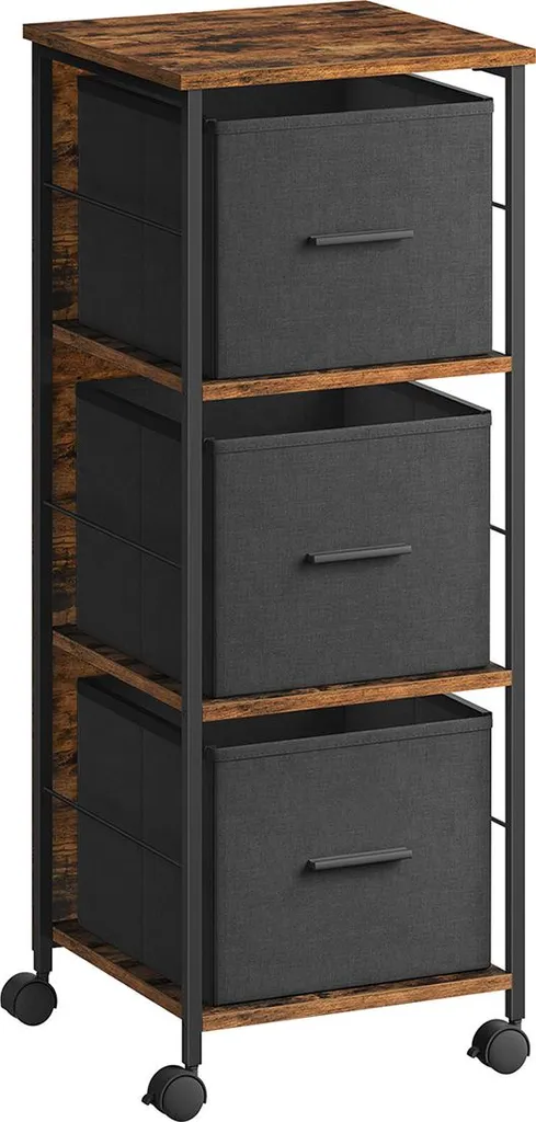 Cancelliera con 3 cassetti, marrone vintage-inchiostro-nero