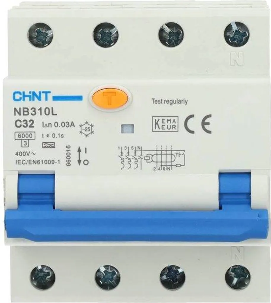 Disjoncteur différentiel RCBO Chint 16A 30mA pour tableau électrique