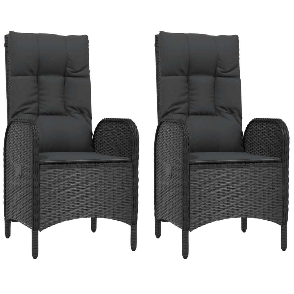 vidaXL Chaises de jardin 2 pcs. Poly rotin noir Image du produit 