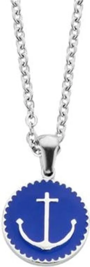 Pendentif Argenté et Bleu CO88 8CN-26050 en Acier Inoxydable Brillant