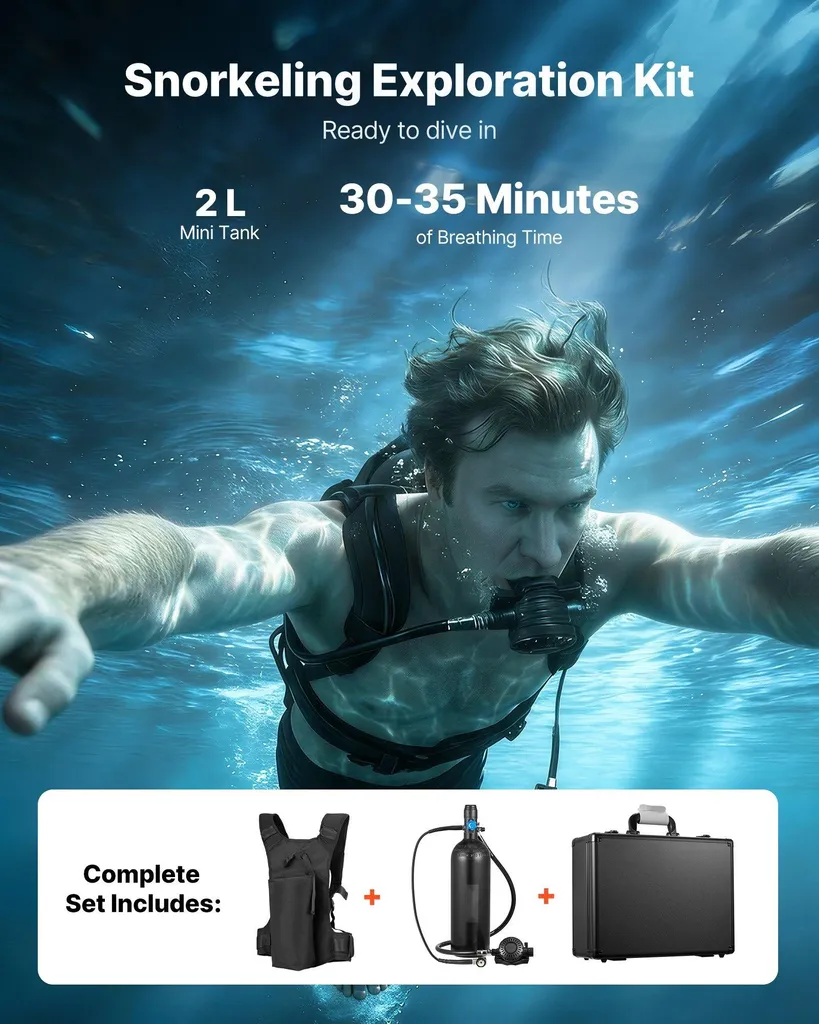Mini-bouteille de plongée 2L portable rechargeable avec sac à dos - 2