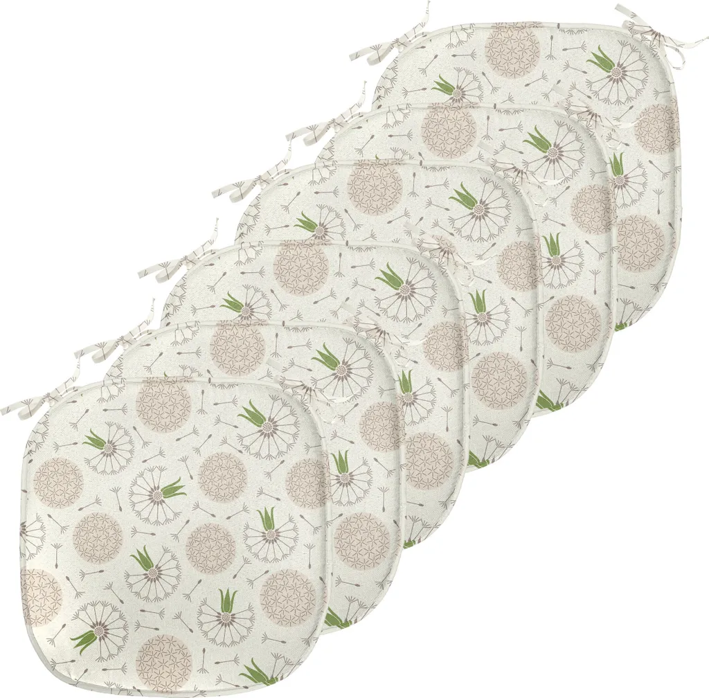 ABAKUHAUS Lot de 6 Coussins de Chaise Löwenzahn Beige 40x40 cm avec Sangles