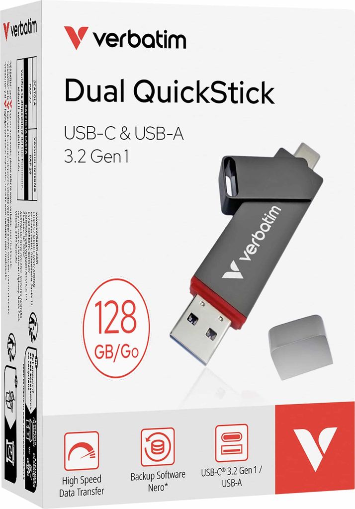 Verbatim Pendrive 128Gb Usb-A/Usb-C Dual Quickstick 32040 Immagine del prodotto 