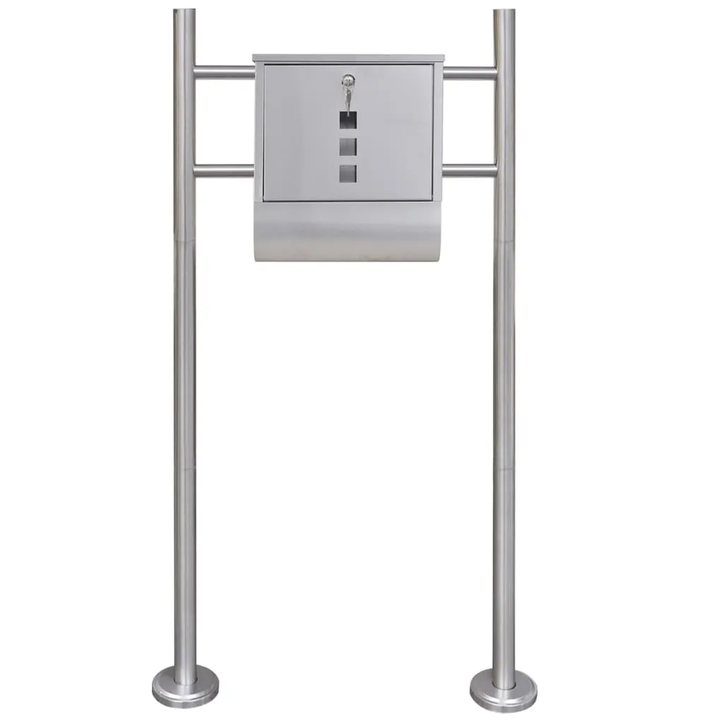 Boîte aux lettres design en acier inox avec pied support résistant 120cm