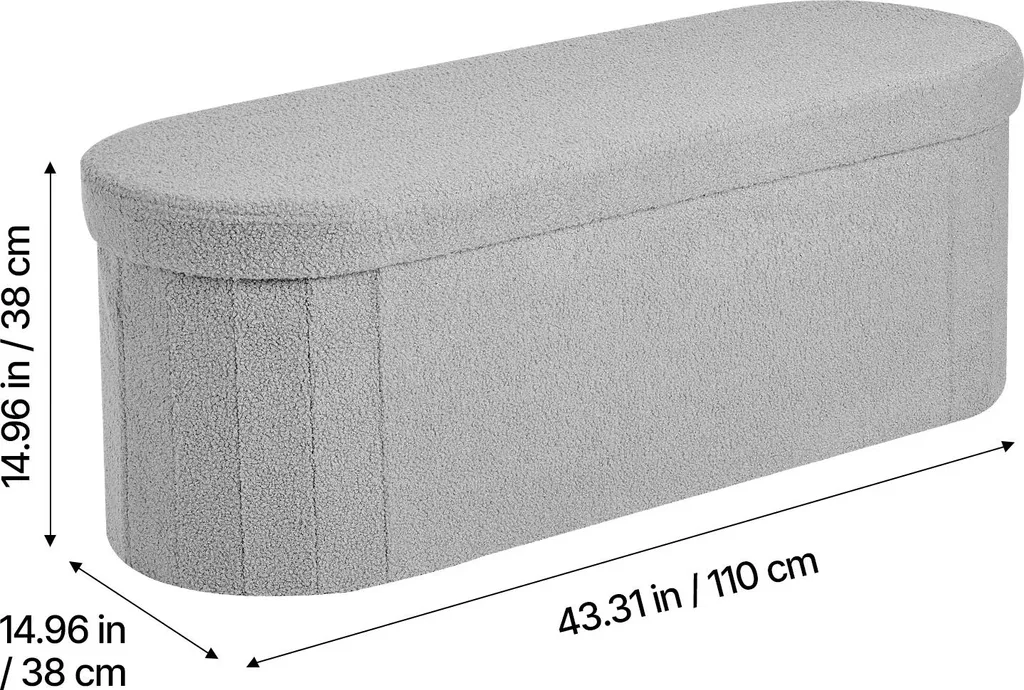 Solution de Rangement Compacte : Ottomane Pliable Ovale Grise Robuste - 8