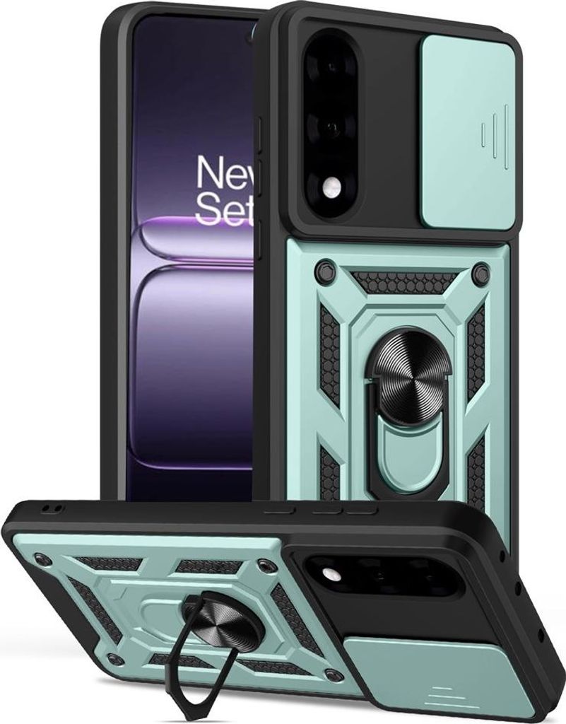 OnePlus Nord 5 Hülle - Coverup Armor Ring Ständer Back Cover mit Kamera Schutz - Mintgrün