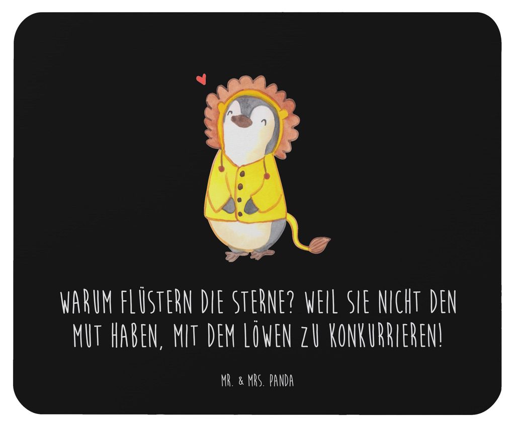 Mr. & Mrs. Panda Mousepad Sterne und Löwe - Schwarz - Geschenk, Mouse Pad, Charaktereigenschaften, Juli Geburtstag, mausteppich, Mut, Tierkreiszei...