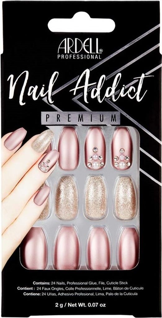 Ardell | 28 Tips - Künstliche Nägel - |Violett, Brokat| - Größe M - Tips - Nagelkleber - Metallic Lilac Pearl - Komplettset