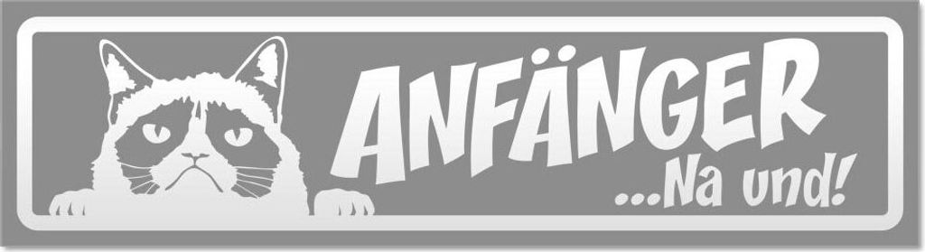 Kiwistar - Autoaufkleber - Grau - 45 x 12 cm - Anfänger NA und Katze invertiert - Hinweis Aufkleber Sticker für Auto, Kfz, Fahrrad, PKW, LKW