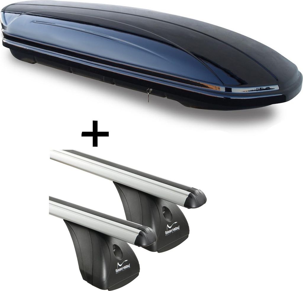 Dachbox VDPMAA580 580Ltr abschließbar schwarz + Aluminium Dachträger Aurilis VDP kompatibel mit für Opel Astra H (3Türer) 2004-2011