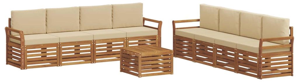 vidaXL Sofagarnituren 9 pcs Natur und Beige Massivholz Akazie