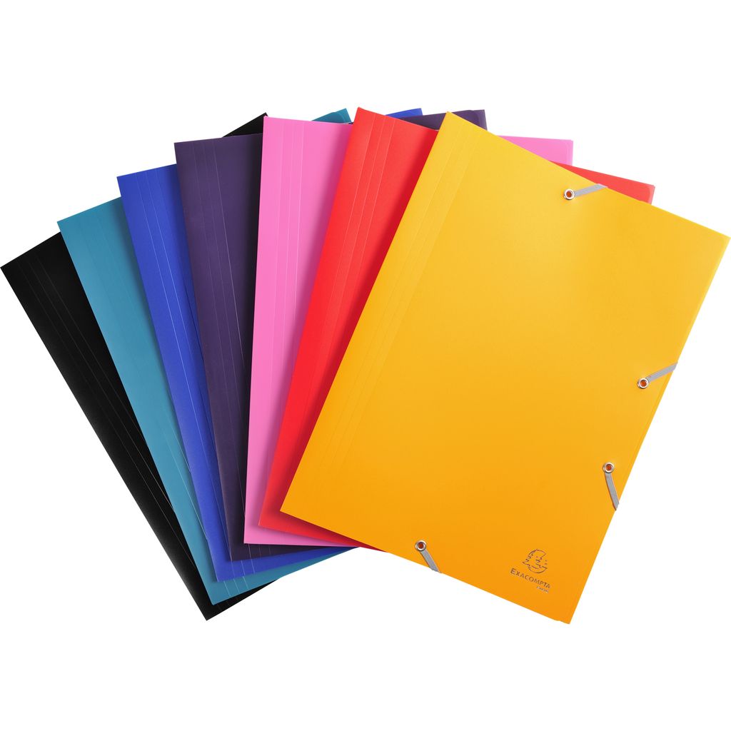 Exacompta 60x Sammelmappe +Gummizug 3 Klappen PP 400μ Eco A4 sortiert 559000E