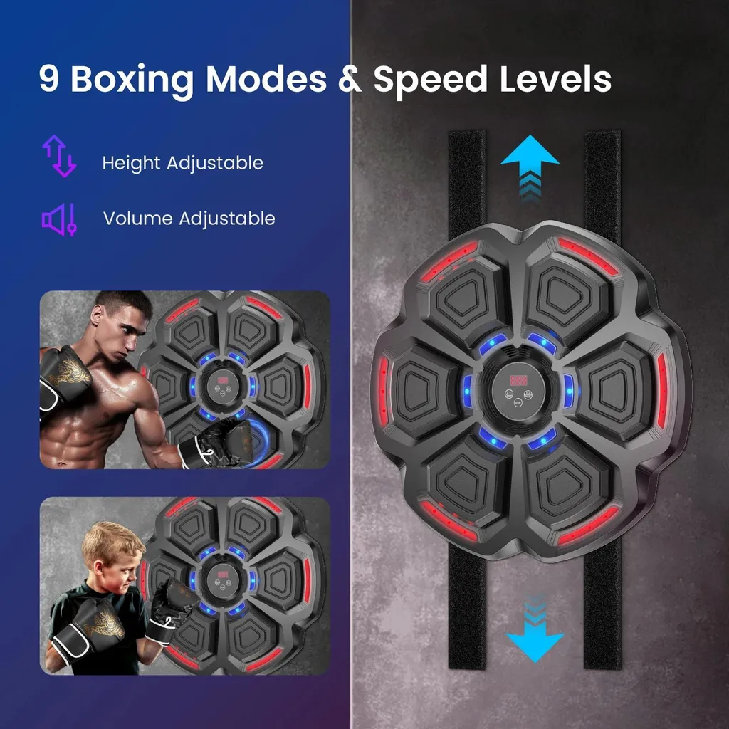 Machine de boxe musicale Bluetooth avec cible murale intelligente noire - 5