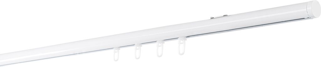 Gardinenstange Maß Innenlauf 20mm Cap 1-lauf Deckenträger Farbe: Weiß, Größe: 100cm