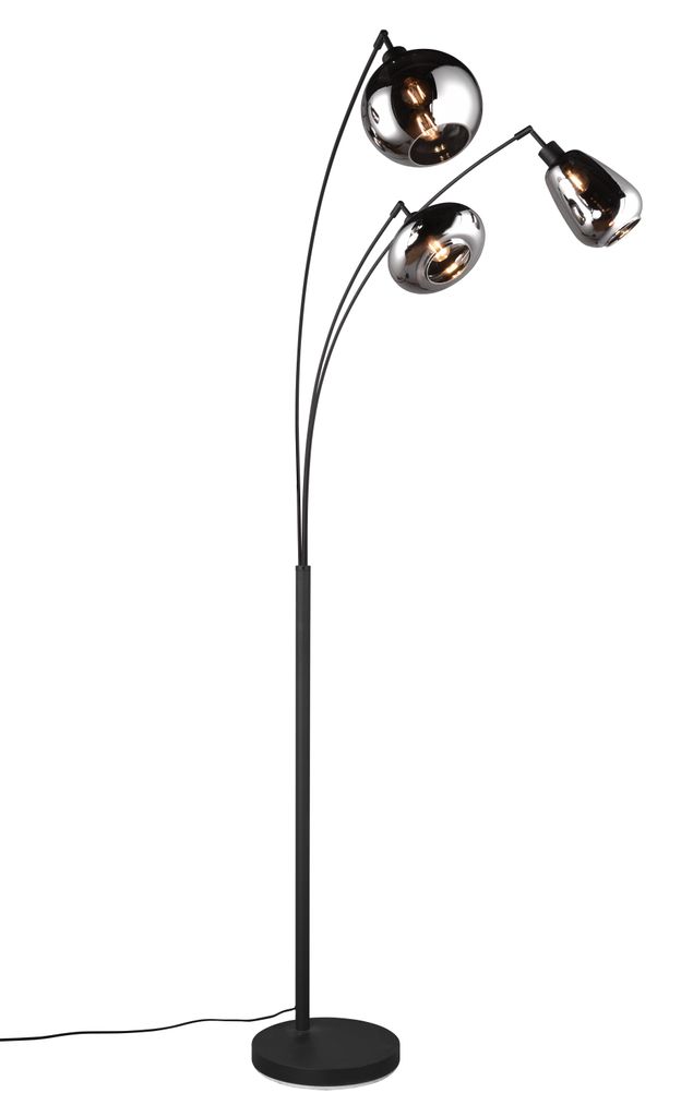 Staande vloerlamp Lumina zwart armatuur met chroom glas Productafbeelding 