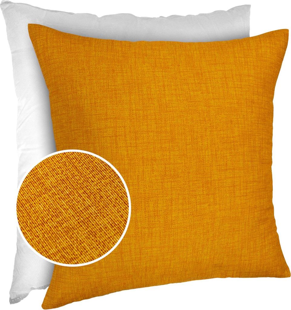 Dekokissenbezug MrJack Uni Gelb 60x60cm Einfarbig Leinenoptik Sofakissen mit Reißverschluss