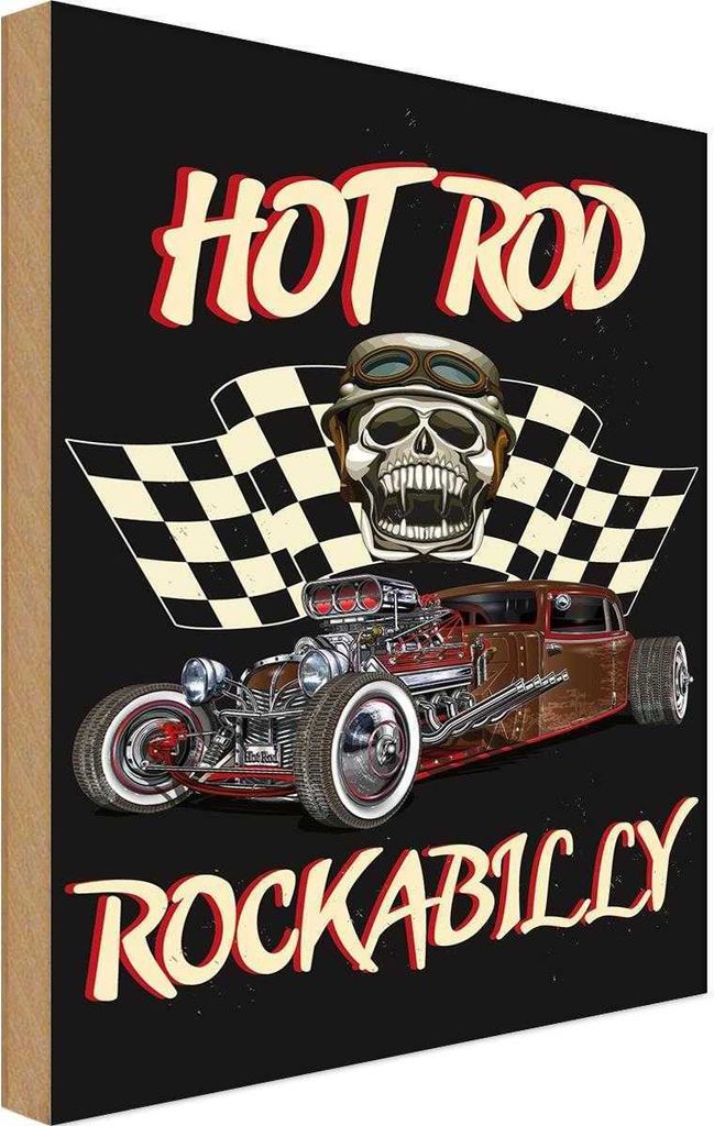 vianmo Holzschild 40x30 cm hot rod rockabilly Sport Hobby