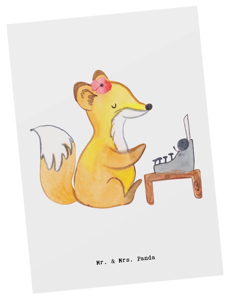 Mr. & Mrs. Panda Postkarte Sekretärin Herz - Weiß - Geschenk, Postkarten, Ansichtskarten, Grußkarte, Ansichtskarte, einzelkarte