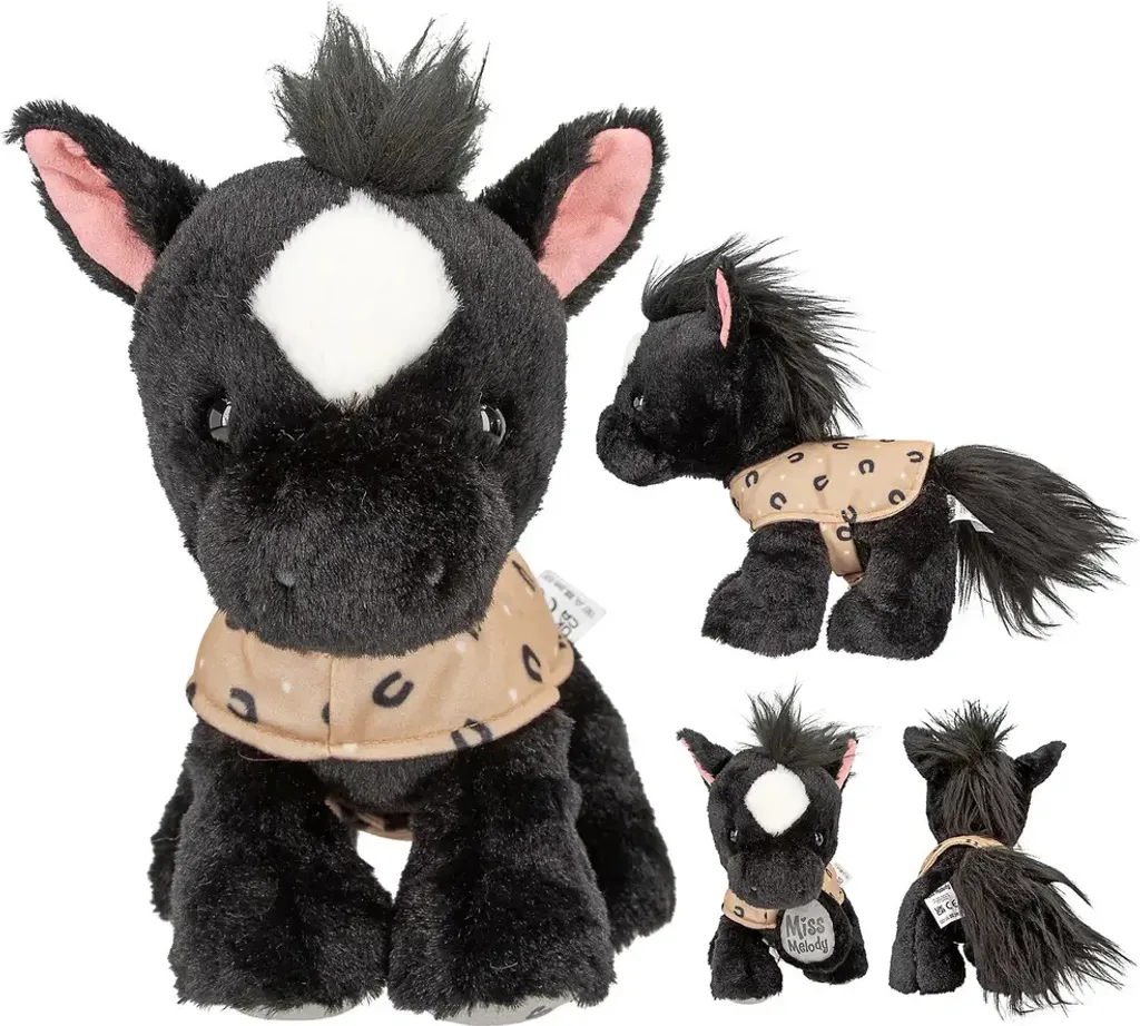 Cadeau Enfant Peluche Cheval Miss Melody Black Angel Jouet 20 cm