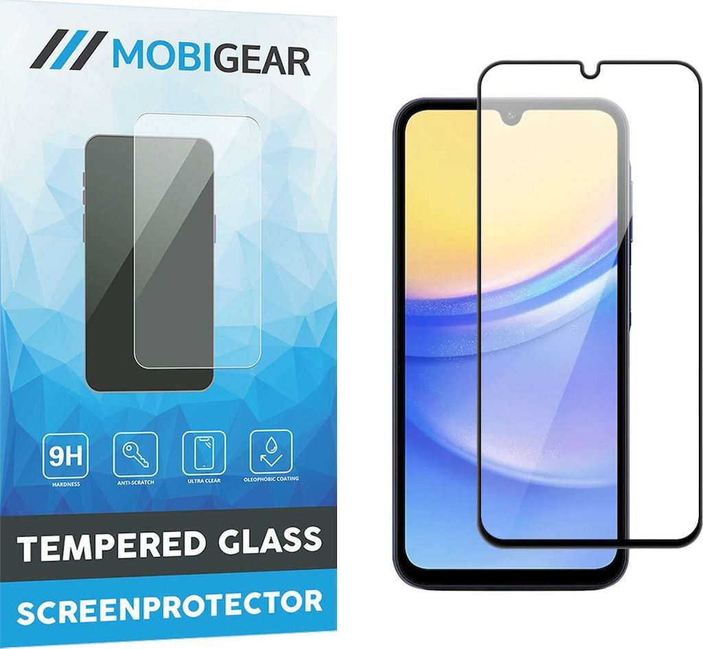 Mobigear Premium Samsung Galaxy A15 Panzerglas Gehärtetes Glas Displayschutz - Hüllenfreundlich - Schwarz