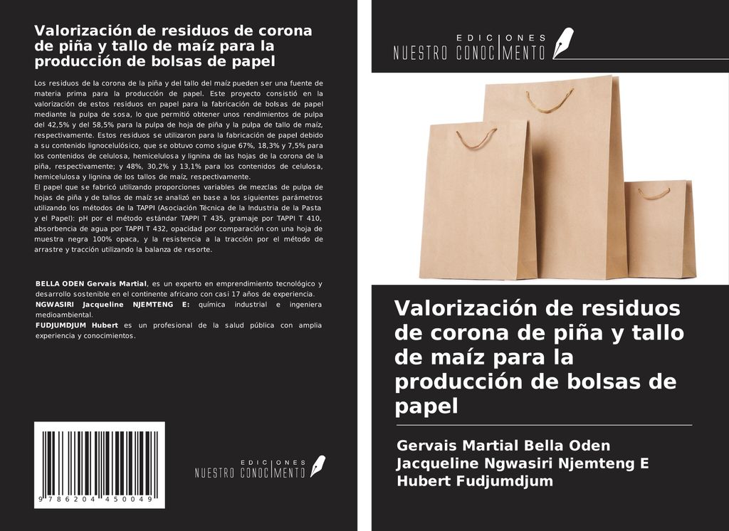 Valorización de residuos de corona de piña y tallo de maíz para la producción de bolsas de papel