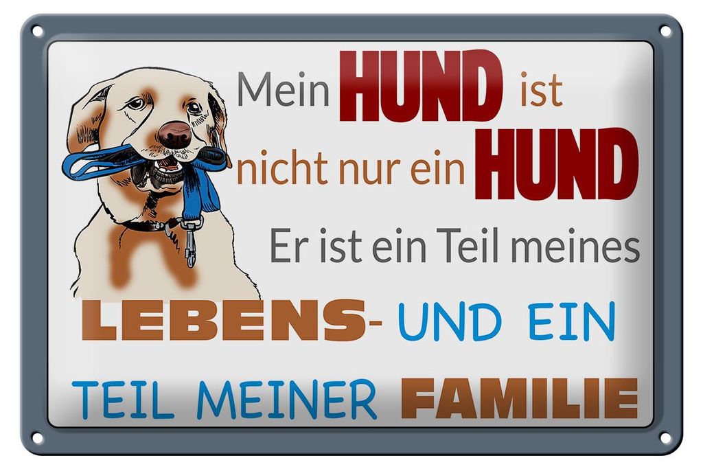 Blechschild Spruch 30x20cm Hund ist Teil meines Lebens Produktbild 