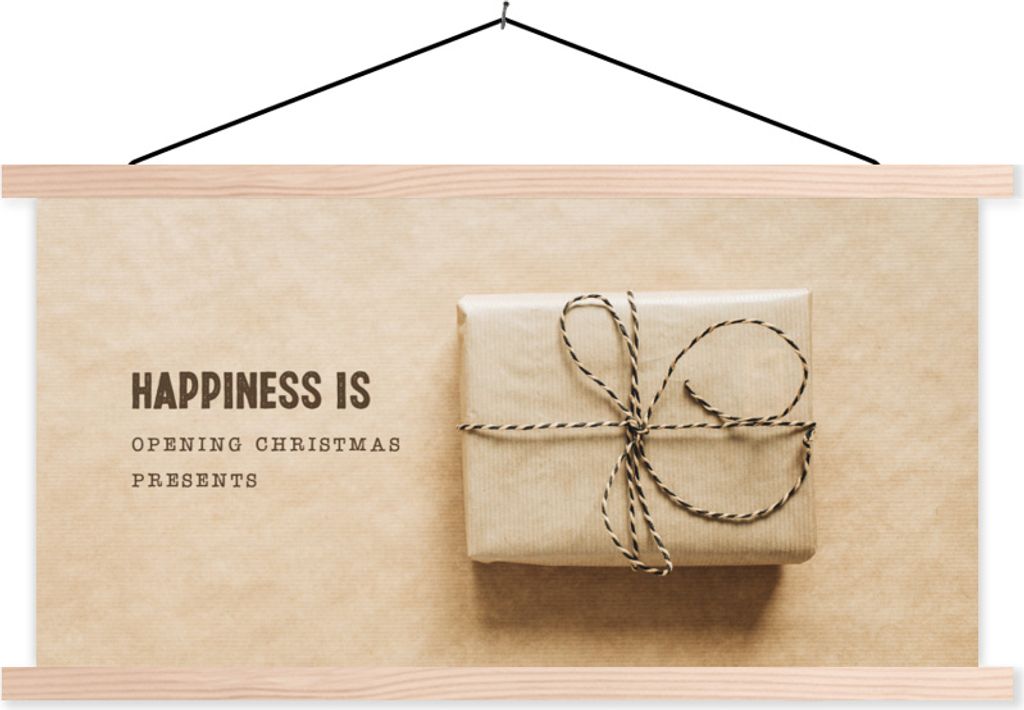 MuchoWow Textilposter Weihnachten - Geschenk - Zitat 60x30 cm mit holzfarbenen Rahmen - Dekoration