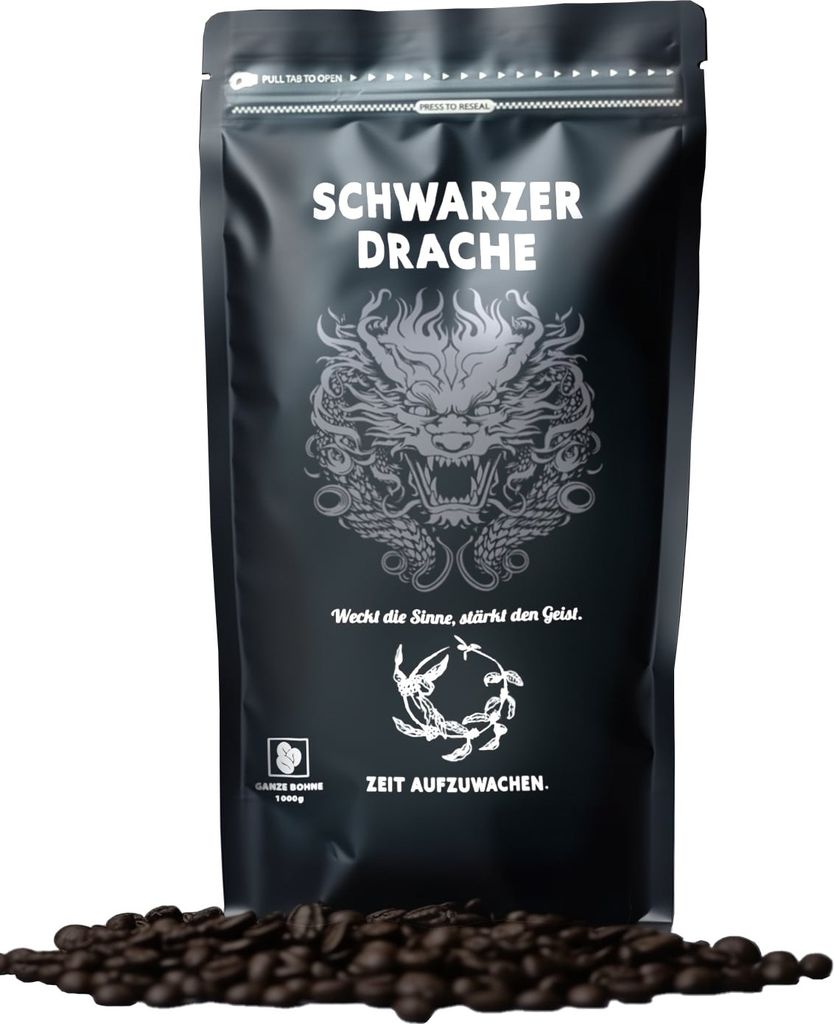 Schwarzer Drache Espresso 100% Robusta - Geröstete Kaffeebohnen extra stark - Sehr kräftiger und vollmundiger Kaffee mit hohem Koffeingehalt - Se...