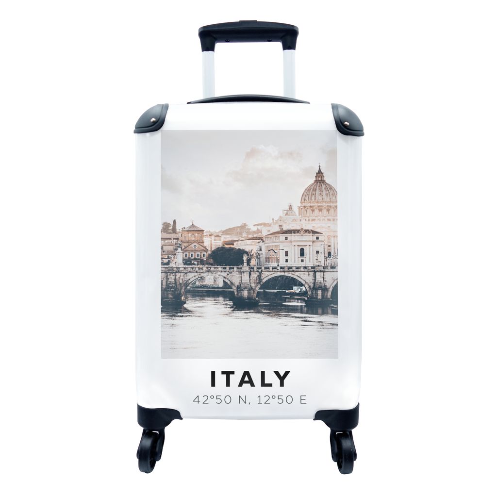 MuchoWow Koffer Handgepäck Trolley Rollkoffer Kleine Reisekoffer mit 4 Rollen - Rom - Italien - Sommer - Skyline - Cabin Size < 55x40x23 cm & 55...