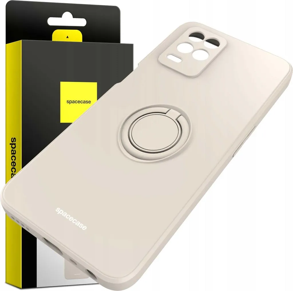 Custodia Silicone SPACECASE per Realme 8 5G Beige con Anello Supporto - 8