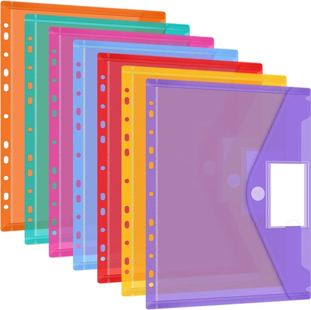 Pochettes A4 à 11 trous multicolores Documentmap pour classeur - 28 pcs