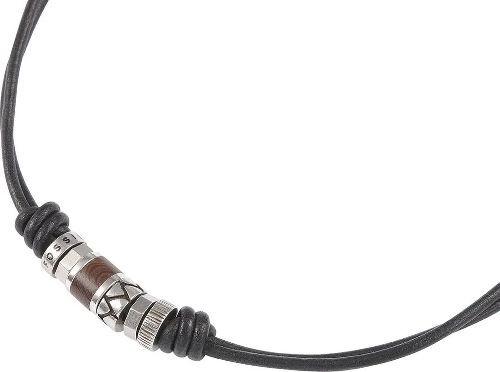 Collana Fossil Uomo Pelle Nera JF84068040 | Accessorio Urban Chic - 5