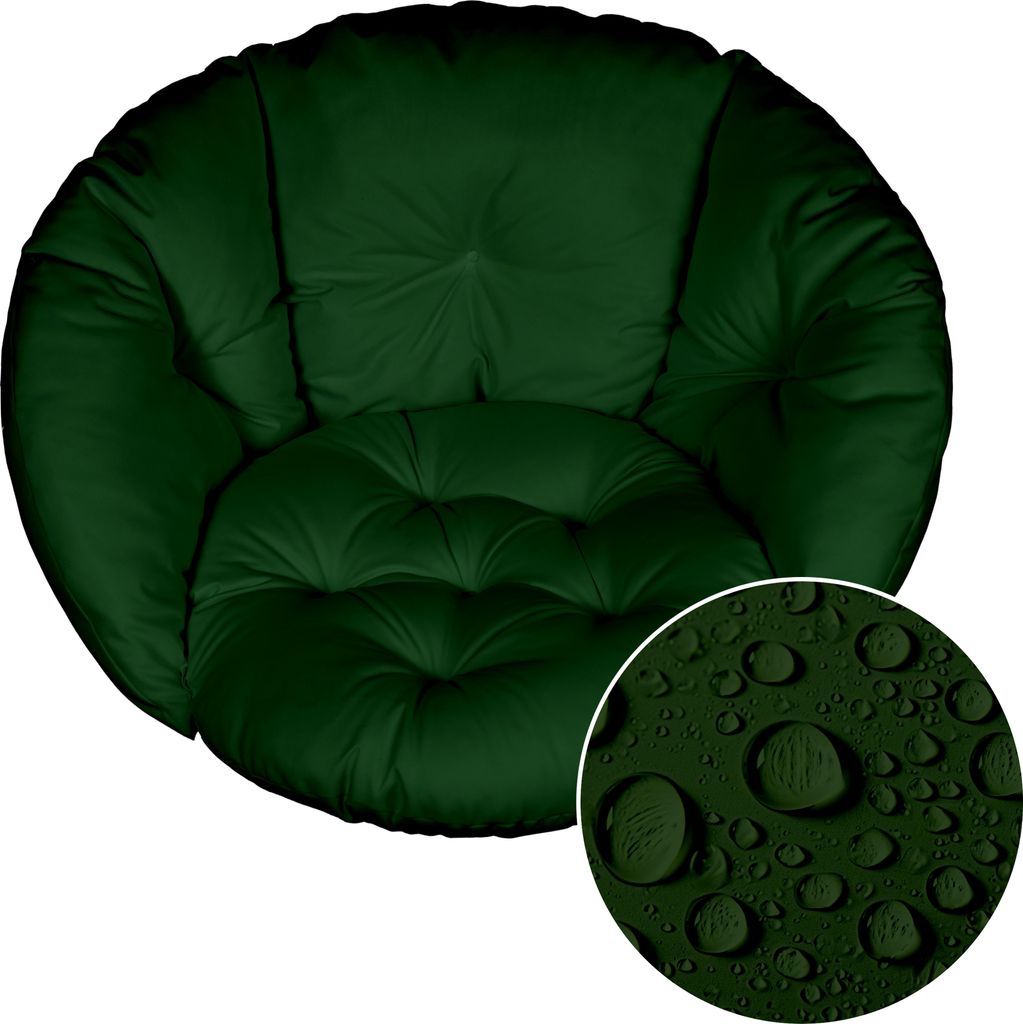 Wasserabweisendes Sitzkissen für Hängesessel 60x60 cm – 12 cm dick, Outdoor, wetterfest, gepolstert, Rückenkissen farbe Grün [114]