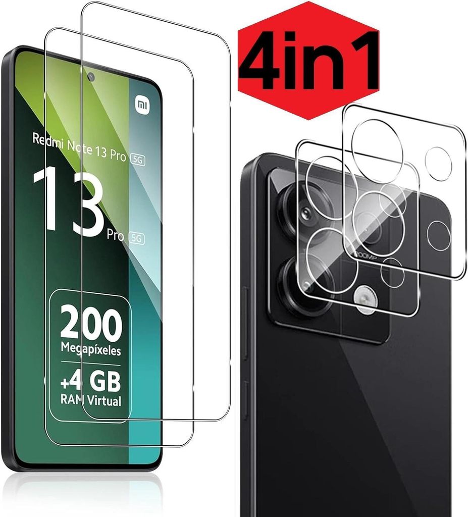 4in1 Set für Xiaomi Redmi Note 13 4G  2x Display Schutzglas Produktbild 