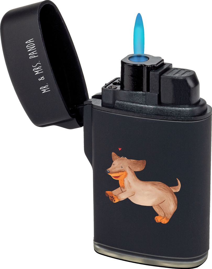 Mr. & Mrs. Panda Feuerzeug Hund Dackel - Schwarz - Geschenk, Sprüche, gas anzünder, Herz, Hunde, sturmfeuerzeuge, zigarettenanzünder, Feuerzeuge...