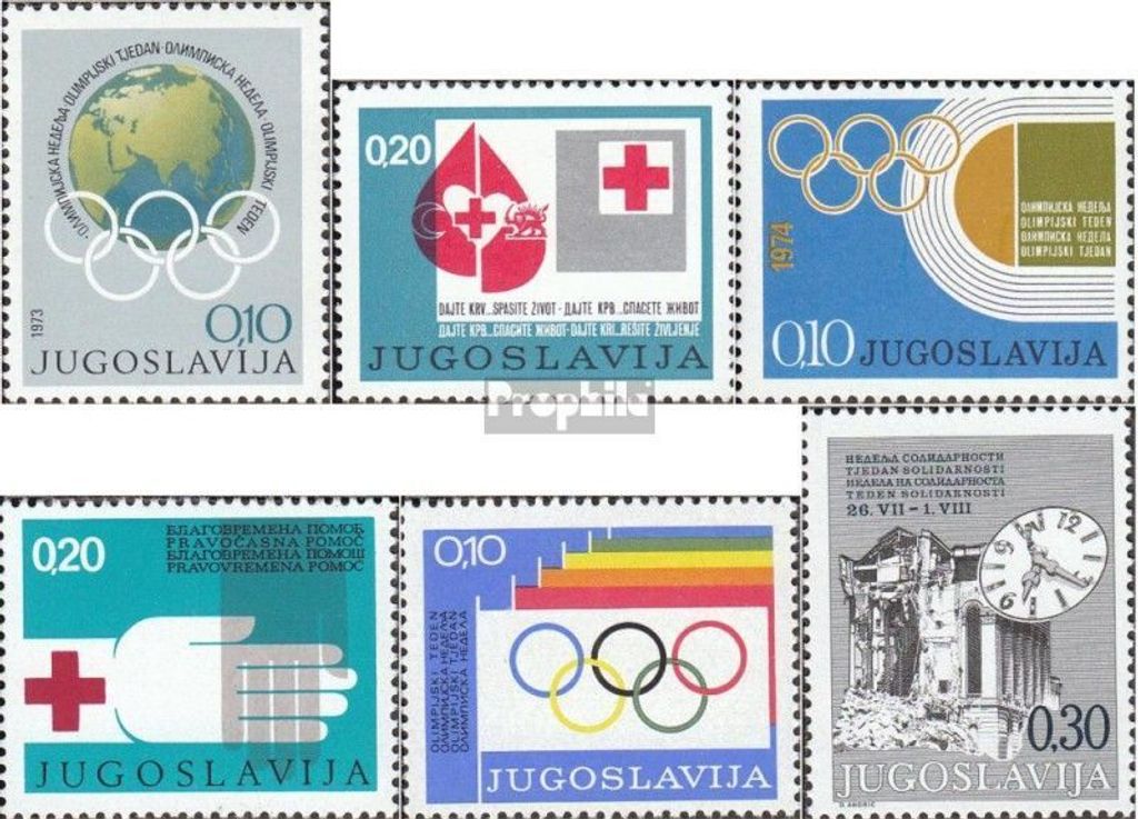 Briefmarken Jugoslawien 1973 Mi Z45,Z46,Z47,Z48,Z49,Z50 (kompl.Ausg.) postfrisch Sondermarken