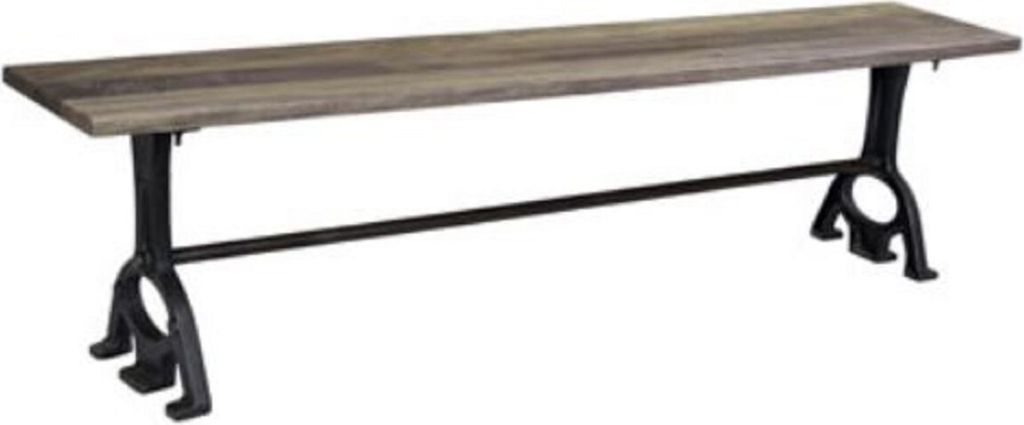 Casa Padrino Sitzbank im Industriedesign Braun / Schwarz 180 x 33 x H. 46 cm - Massivholz Bank - Gartenbank - Möbel im Industriedesign