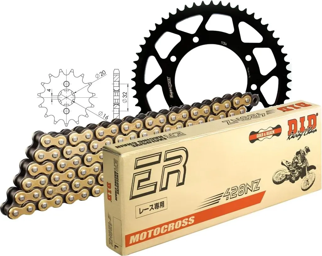 Kit chaîne anti-usure DID 428NZ avec attache clip pour Rieju MRT 125