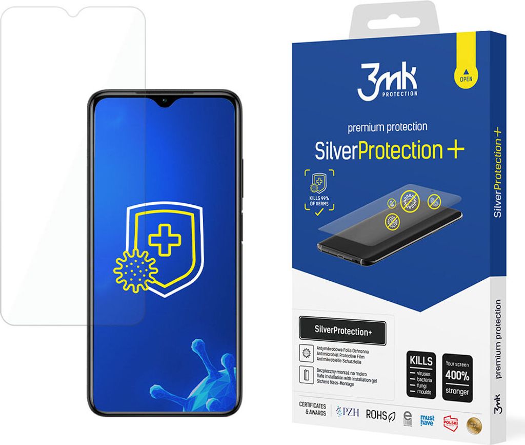 3mk Display Antimikrobielle Schutzfolie SilverProtection+ für Xiaomi Redmi 9 Power 0,21mm Self-Heal