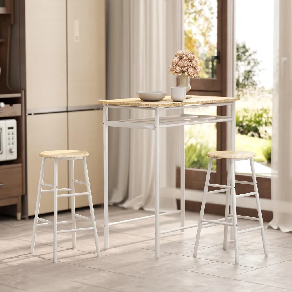 Table de Salle à Manger avec 2 Tabourets pour Petit Espace et Studio - 9